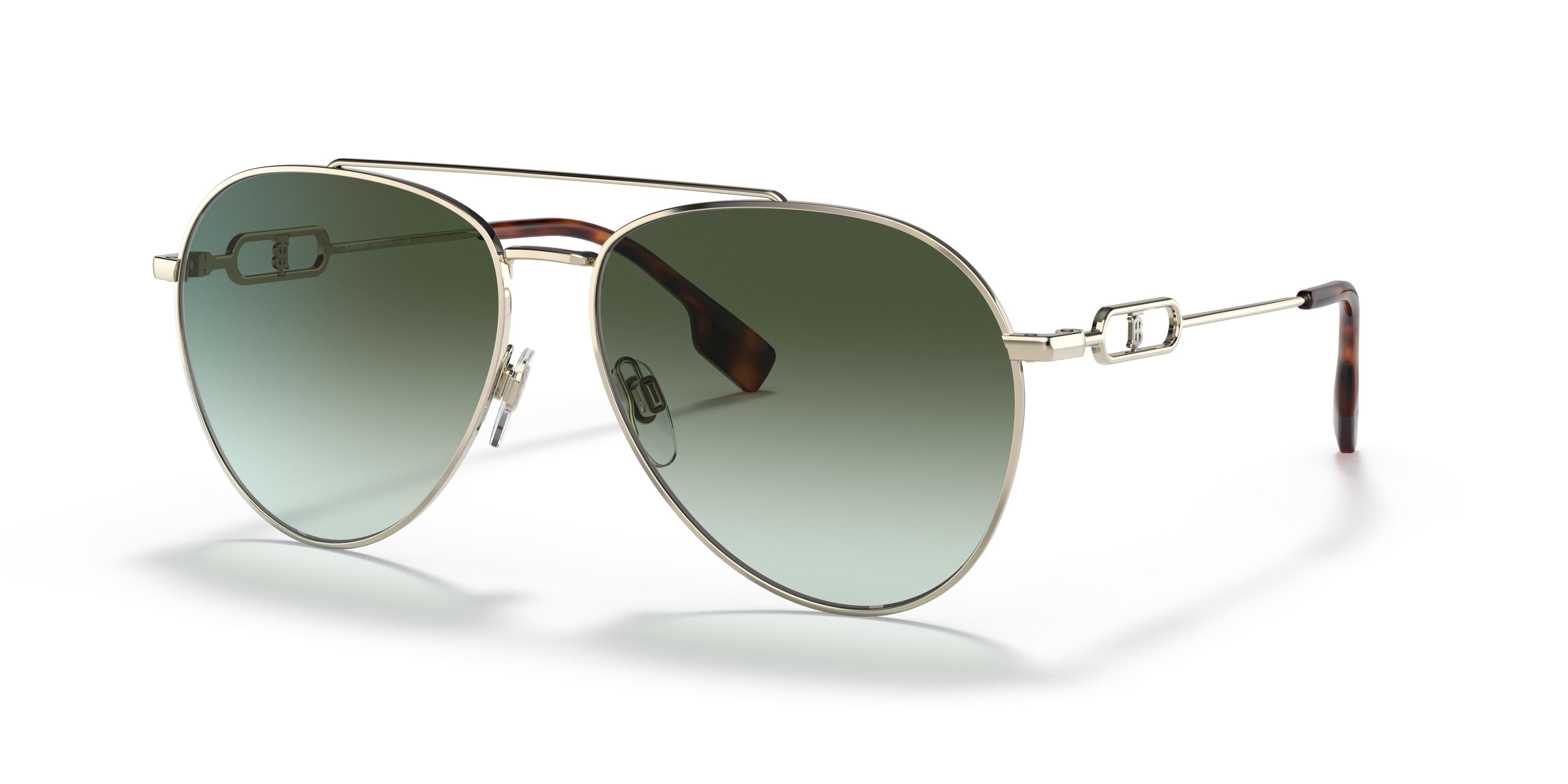 Burberry | Light Goldtone & Green Gradient Carmen Aviator Sunglasses Burberry Sunglasses Carmen BE3128 11098G main image 4
