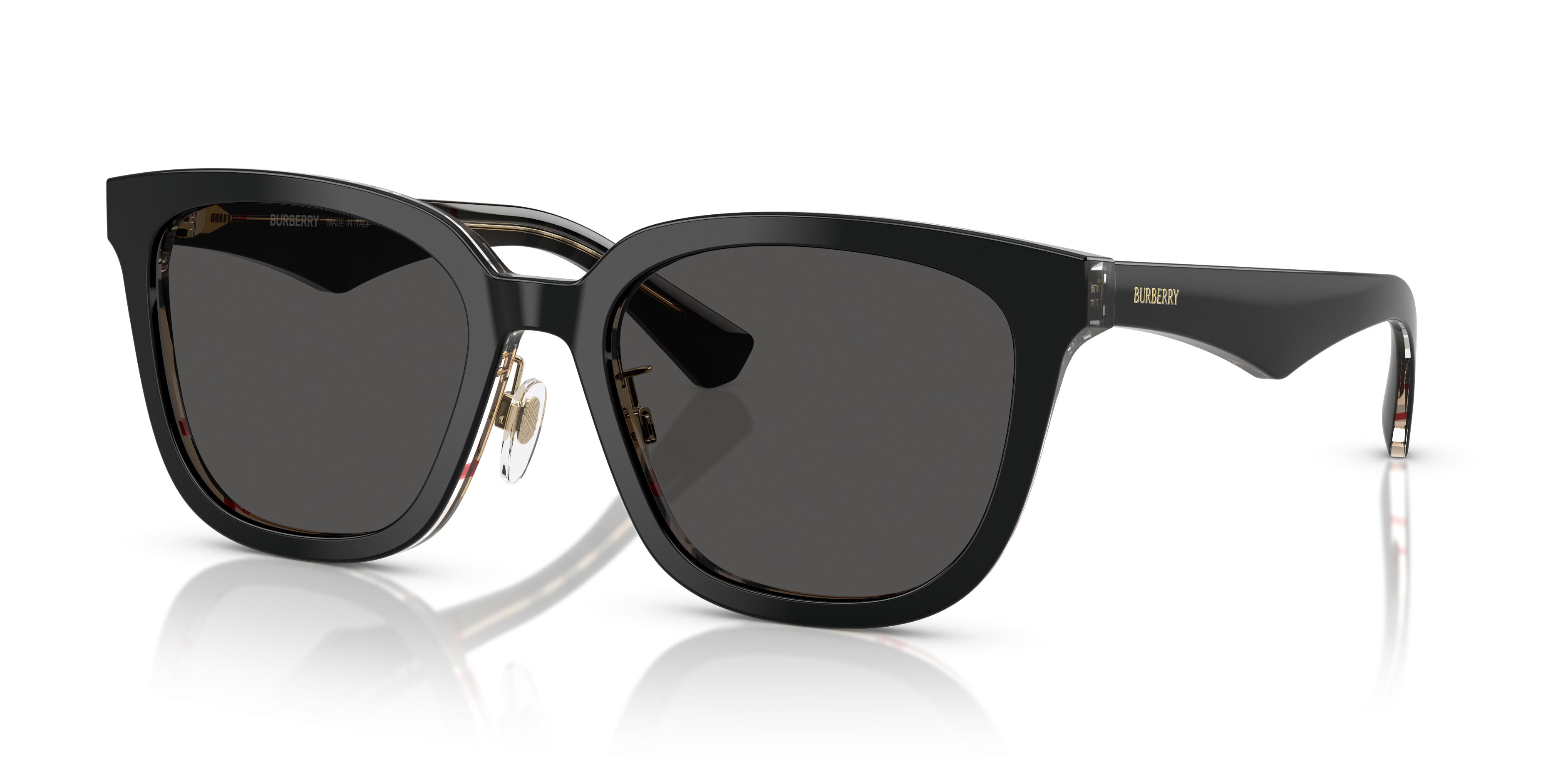 ? BURBERRY SUNGLASSES ? Check Rectangular Sunglasses in Black/beige Grey - Men  main image 2