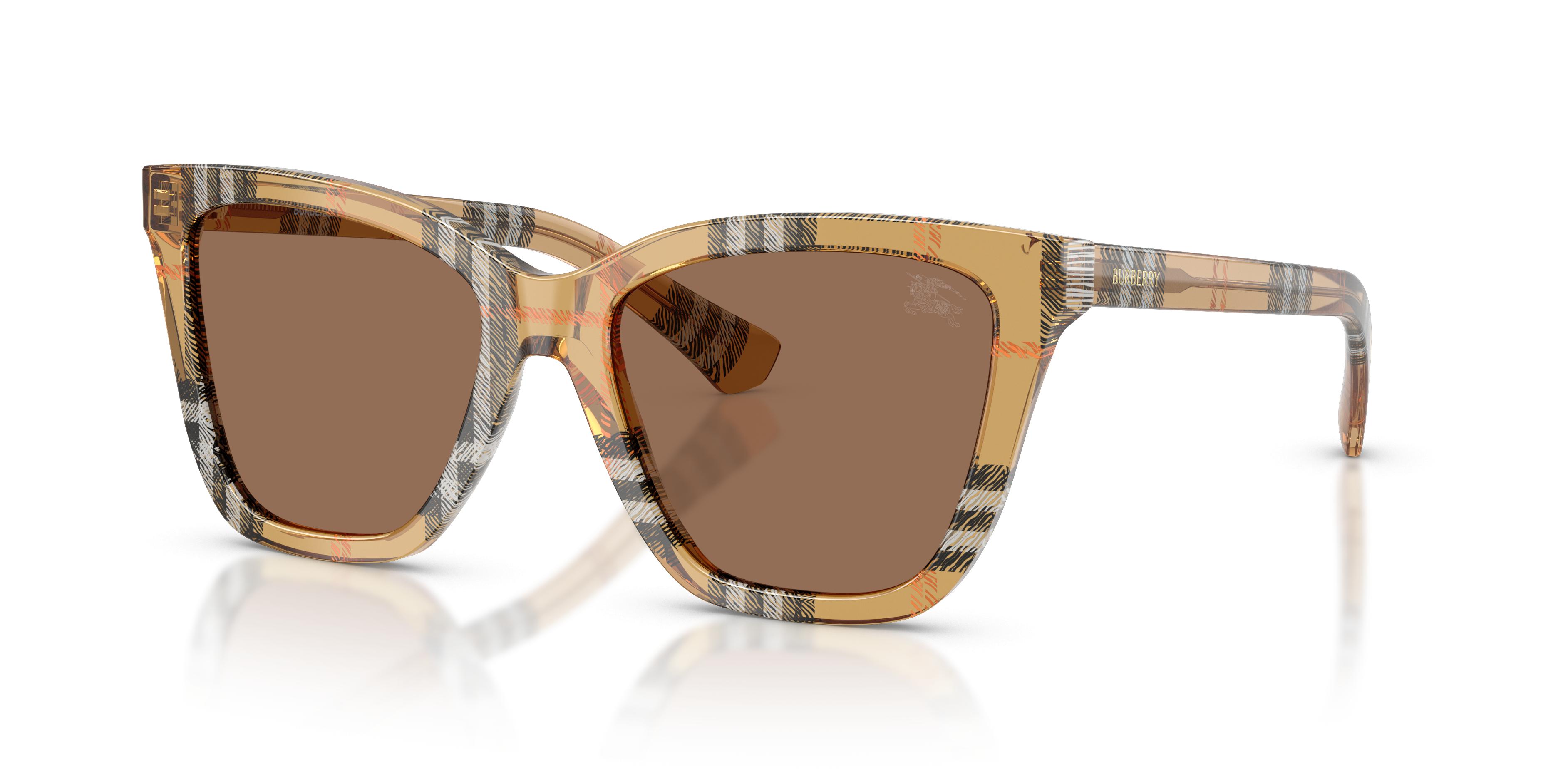 Burberry Gold Frame Sunglasses with Brown Lenses Burberry BE3080 Sunglasses | LensCrafters main image 3