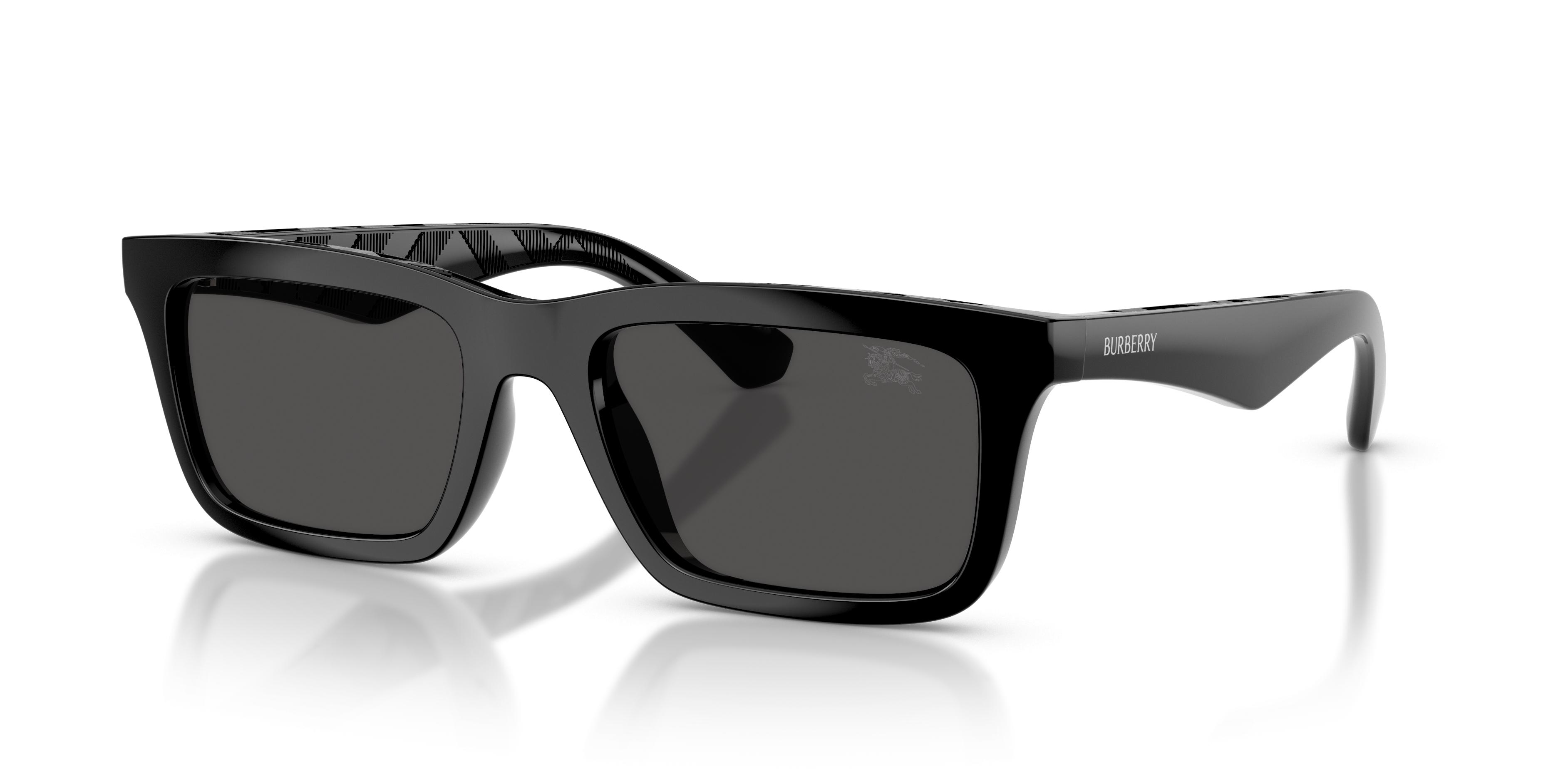 ? BURBERRY SUNGLASSES ? Check Rectangular Sunglasses in Black/beige Grey - Men  main image 4