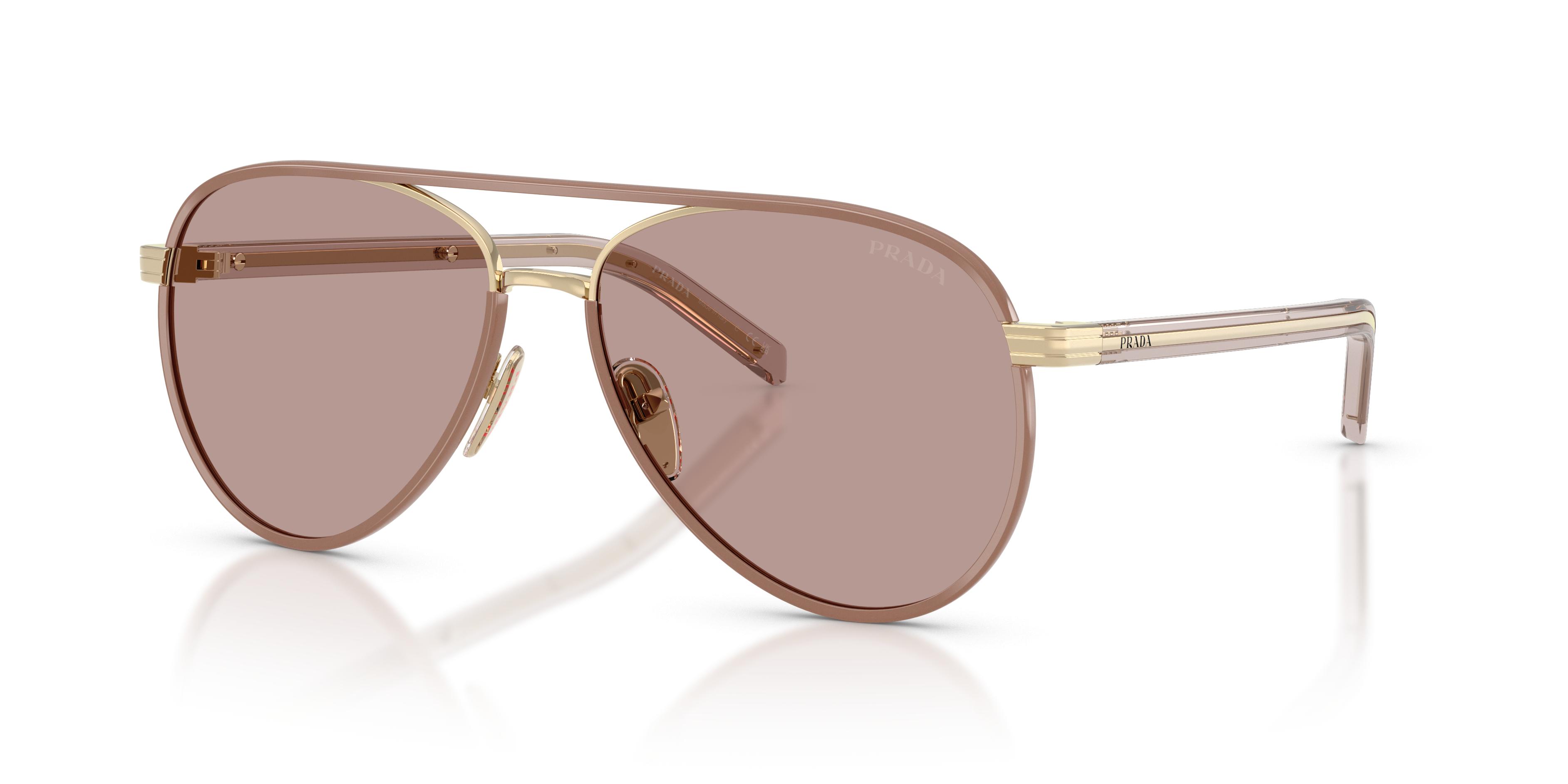 $485 Prada Shield Sunglasses Pale Gold Frame Brown Gradient Lens Made in Italy PR A51S Prada Sunglasses ZVN50C Pale Gold - eye-oo.com main image 4