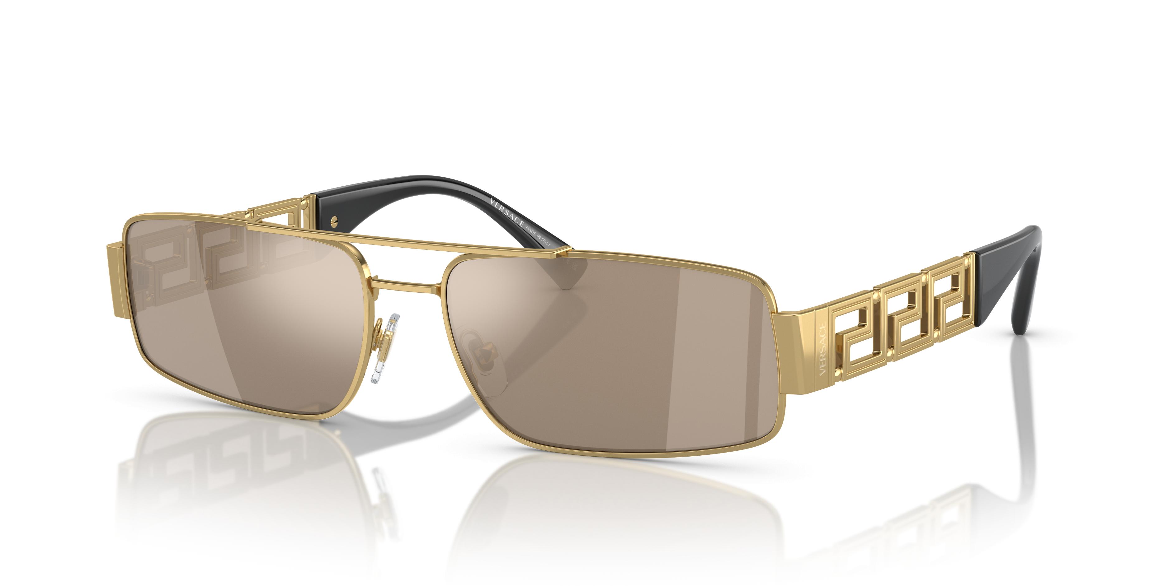 Versace Sunglasses VE2257 10025A Gold Light Brown Mirror Metal Pilot Unisex Versace Sunglasses VE2257 10025A main image 3