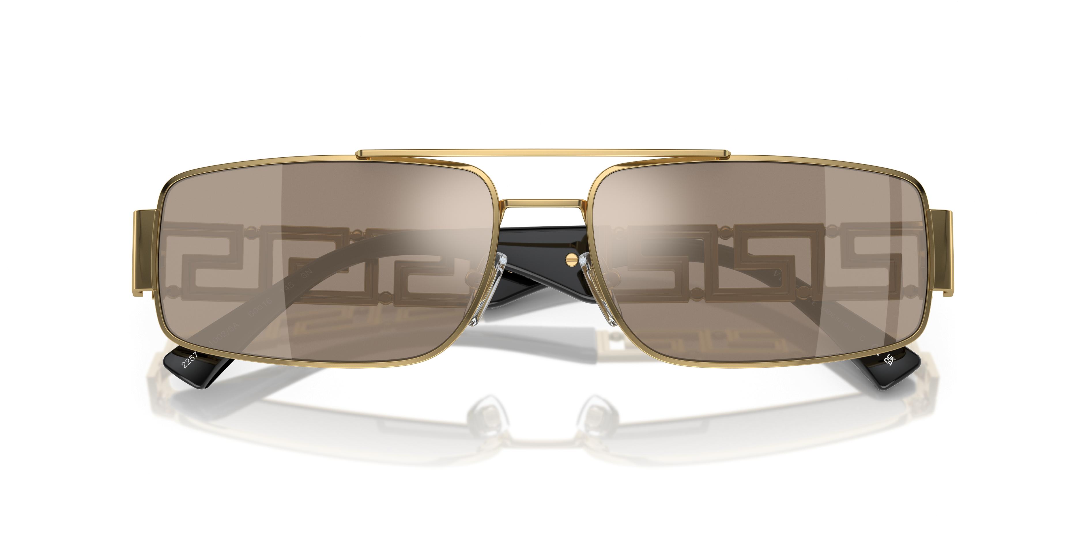 Versace VE2257 100271 Sunglasses Shiny Gold Rectangle Frame, Dark Green Lenses Versace VE2257 Sunglasses 100287 Gold - eye-oo.com main image 2
