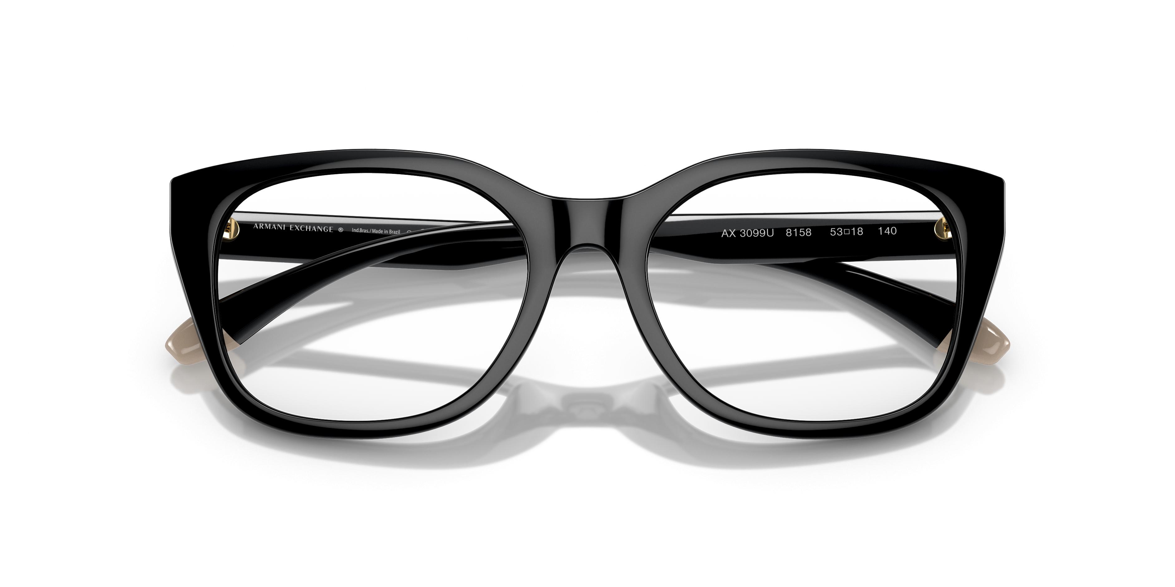 NEW ARMANI EXCHANGE women\'s ax3099u square eyeglasses in black/crystal AX3099U Eyeglasses - Armani Exchange Authorized Retailer  main image 2