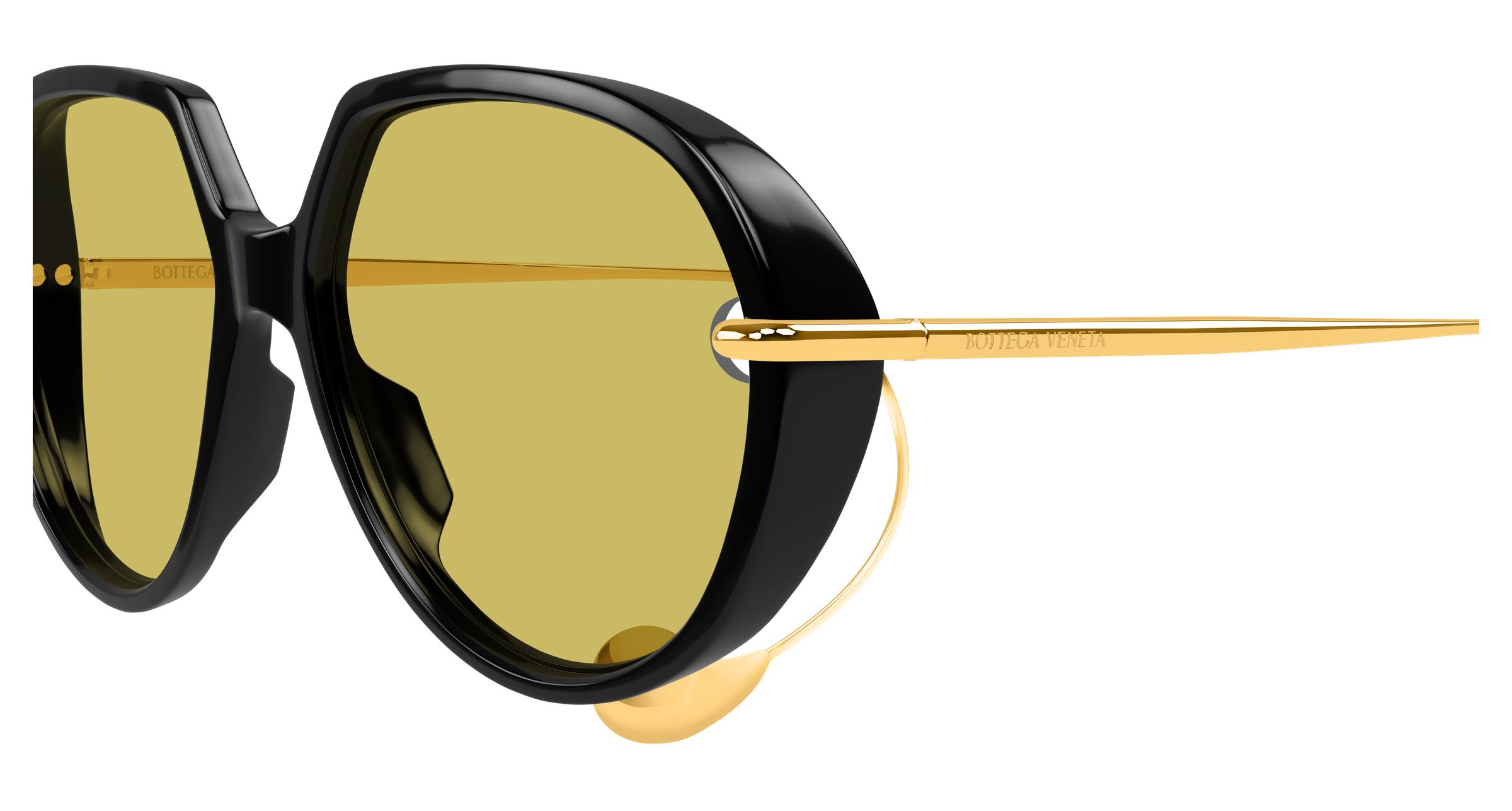 Bottega Veneta BV1436S 001 Sunglasses Black Square Frame, Yellow Lenses Bottega Veneta BV1436S Drop Squared Sunglasses, Black/Yellow  main image 3
