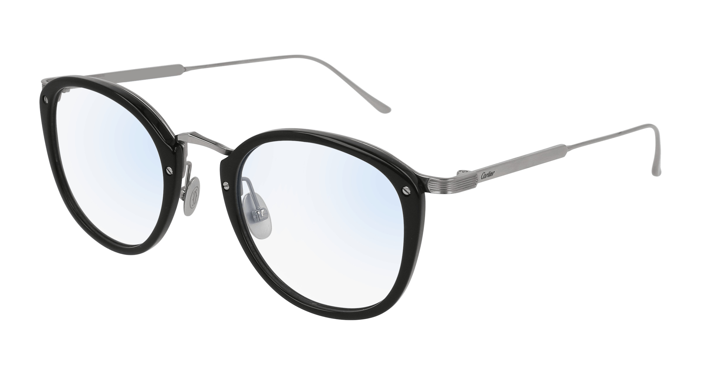 Cartier◇シグネチャー C ドゥ カルティエ⁄メガネ⁄--⁄チタン⁄BLK⁄CLR 
