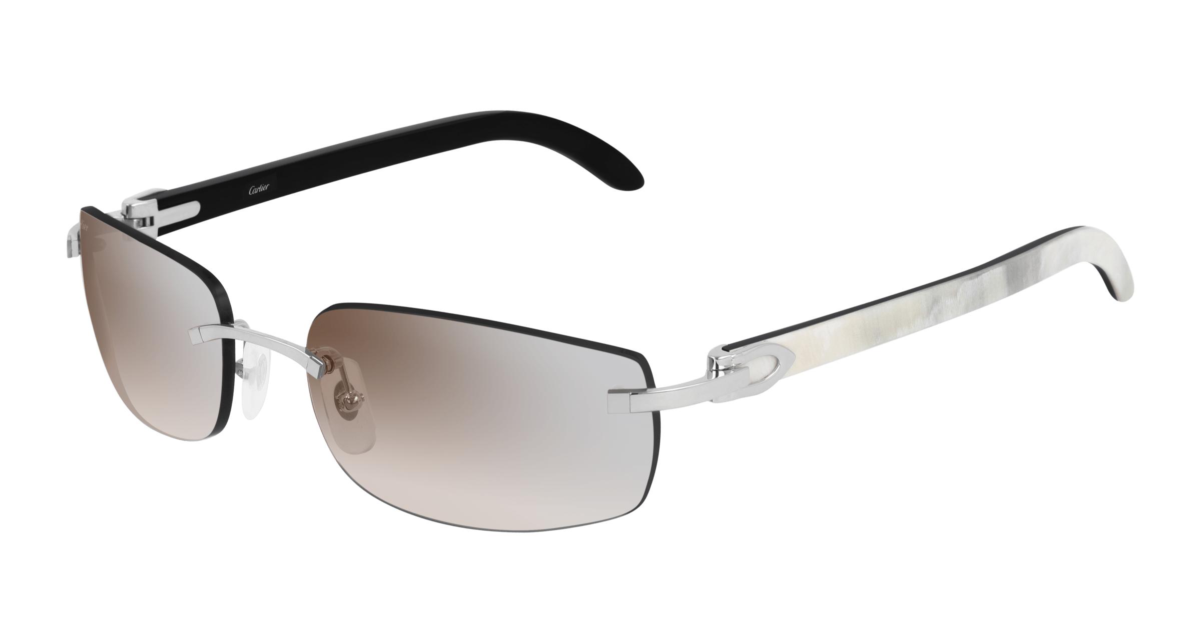 NEW! Cartier Buffalo Black/Grey-Silver Mirror Sunglasses CARTIER Grey Lens with Buffalo Horn Men main image 4
