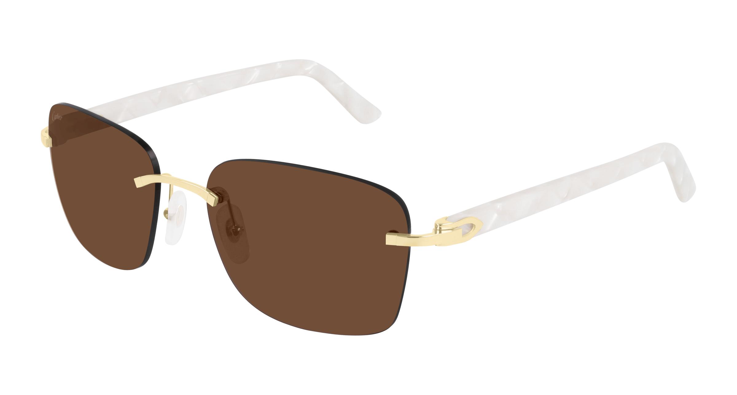 Cartier Gold Frame Sunglasses with Brown Lenses Luxury Cartier Eyewear Brown Lenses Yellow Gold – Alex  main image 3