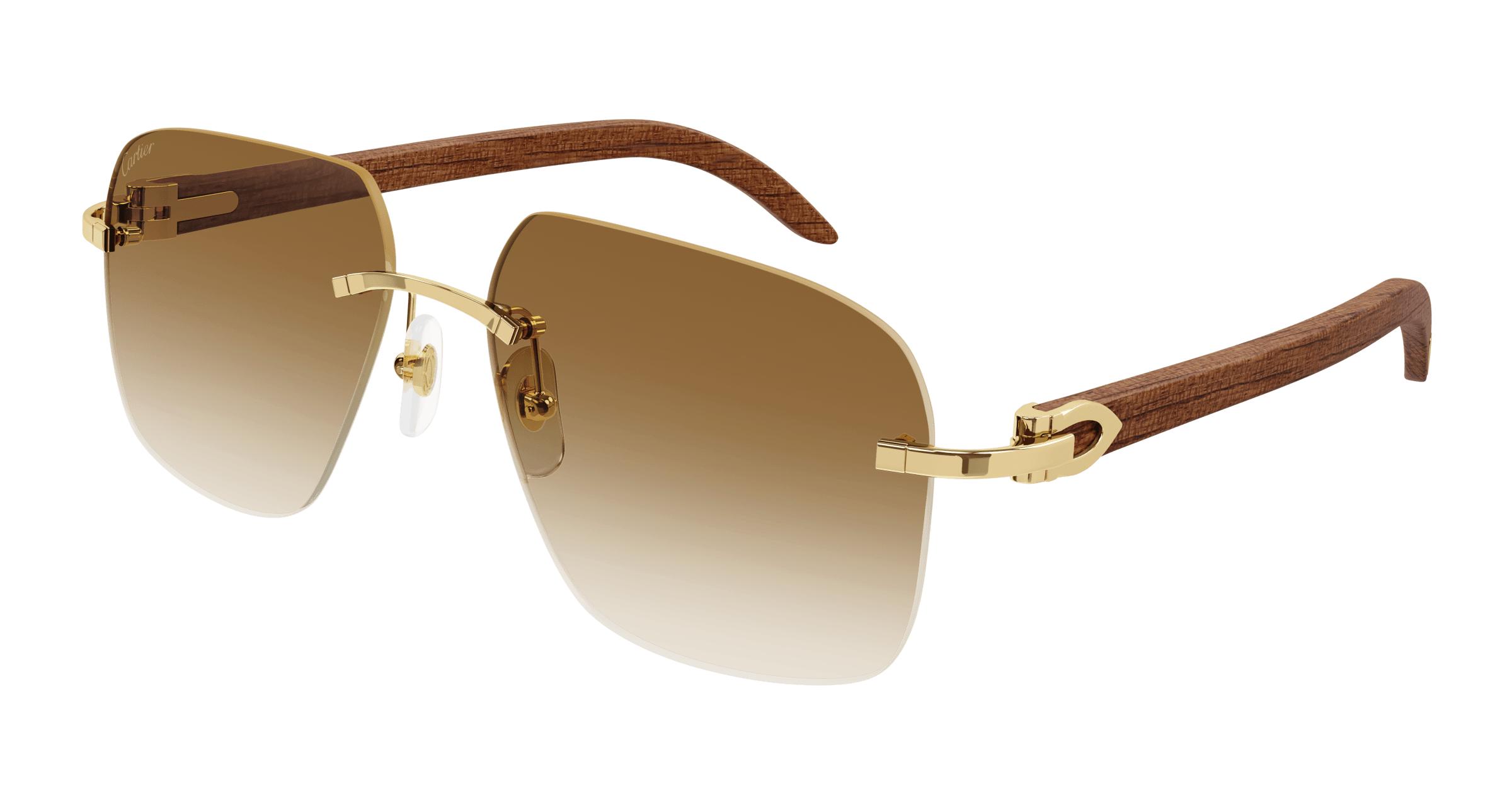 小物 Cartier sunglasses CARTIER C-Decor Gold With Brown Lens 56-19-140 MM Unisex