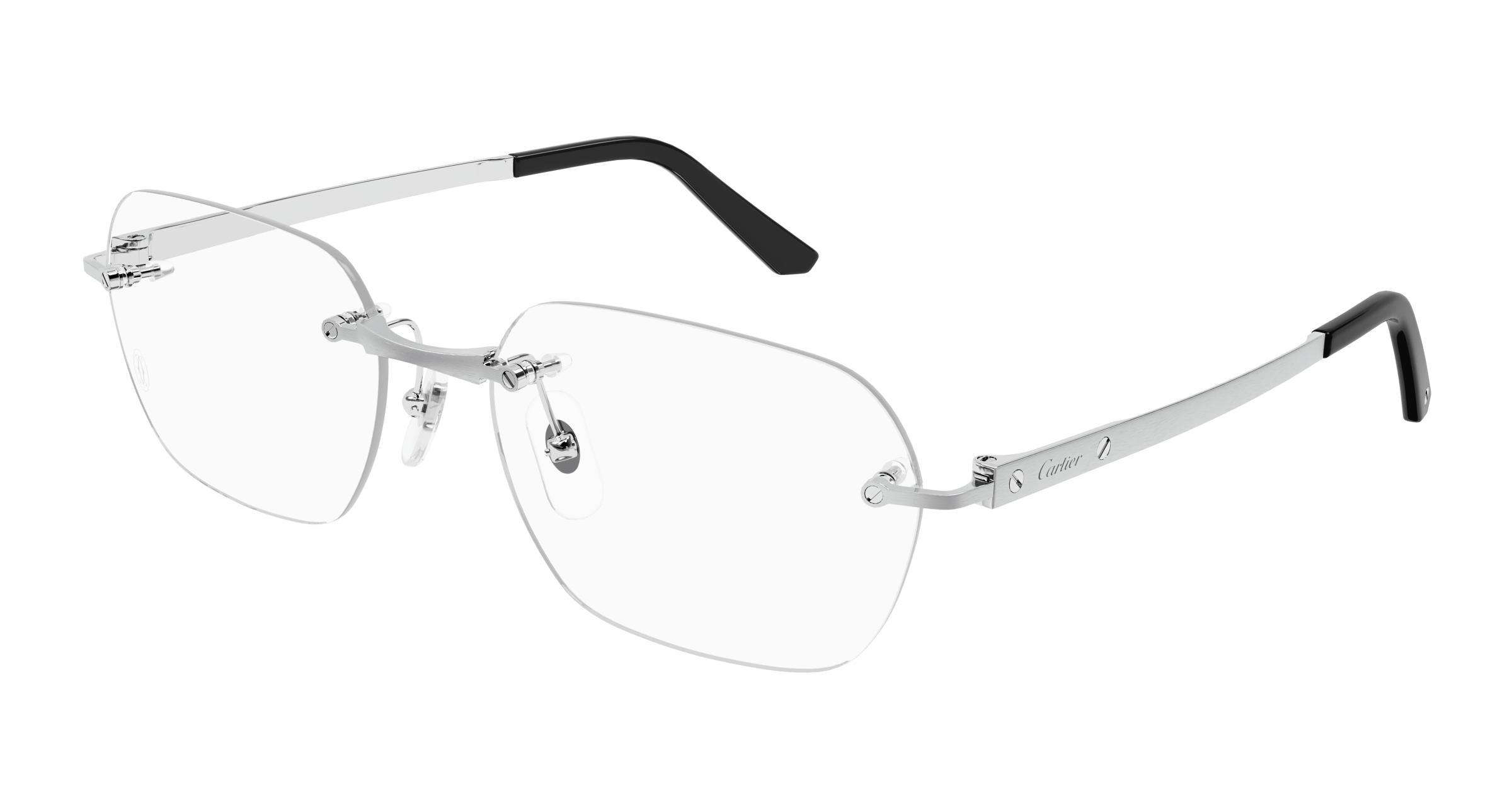 Cartier フォトフレーム Cartier CT0058O 003 Shiny Silver Optical Frame - eye-oo.com