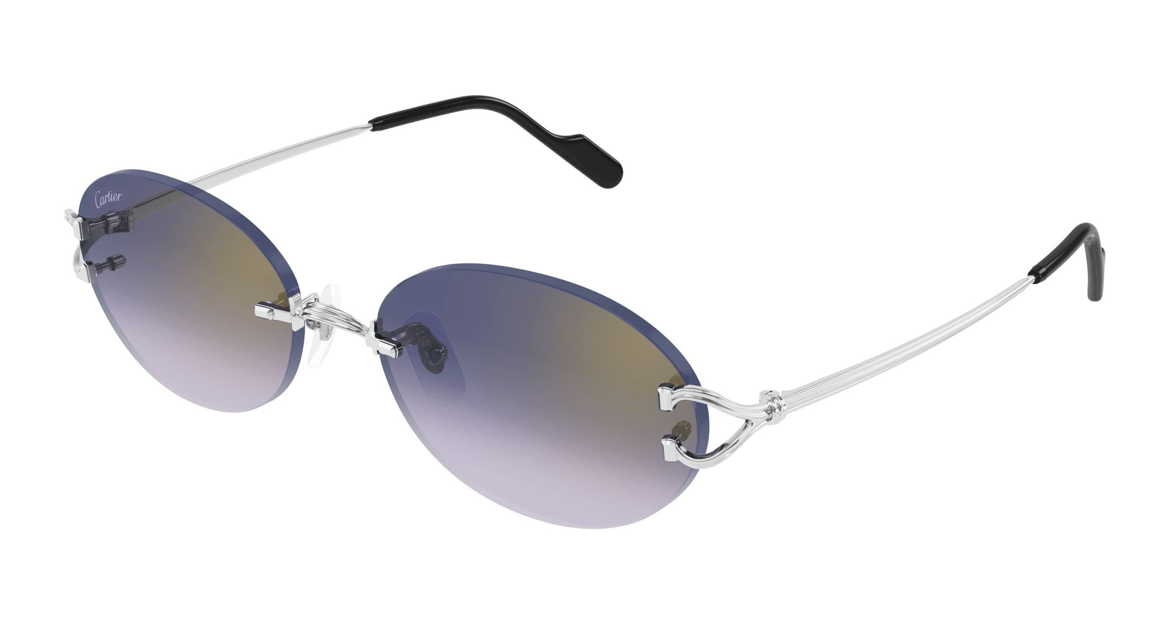 Cartier round women’s sunglasses blue lenses with silver frames brand new. Cartier | CT0092O - James Freestyle Facet | Visionist main image 4
