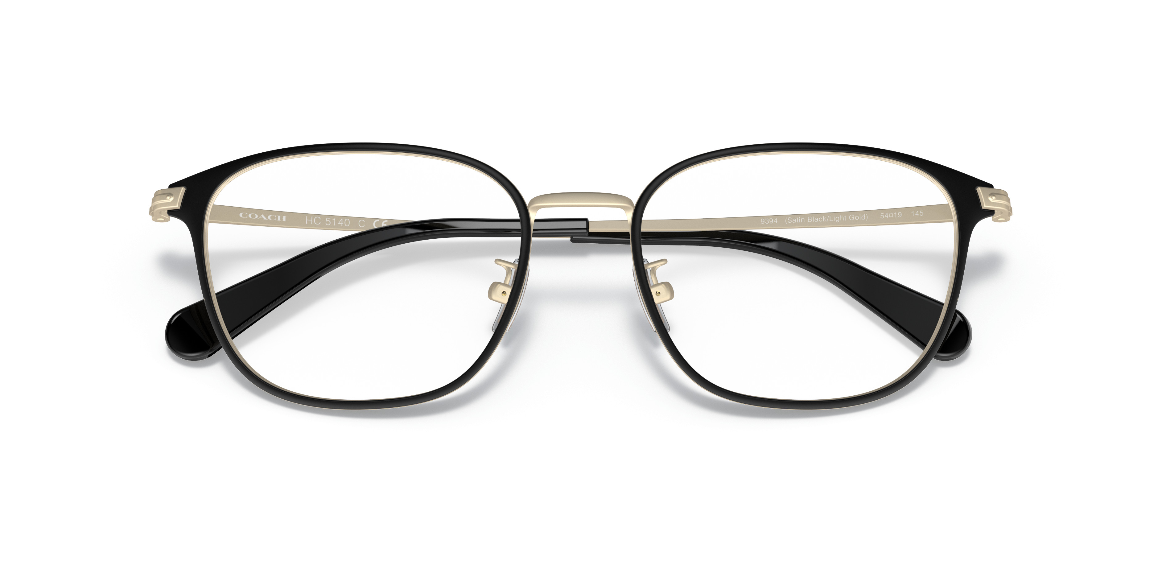 Coach Eyeglasses Frame Gold Logo C Arms Temples Thin Unisex Black Leather Case Coach HC6224U 5781 Black on Transparent Powder Brown  main image 3