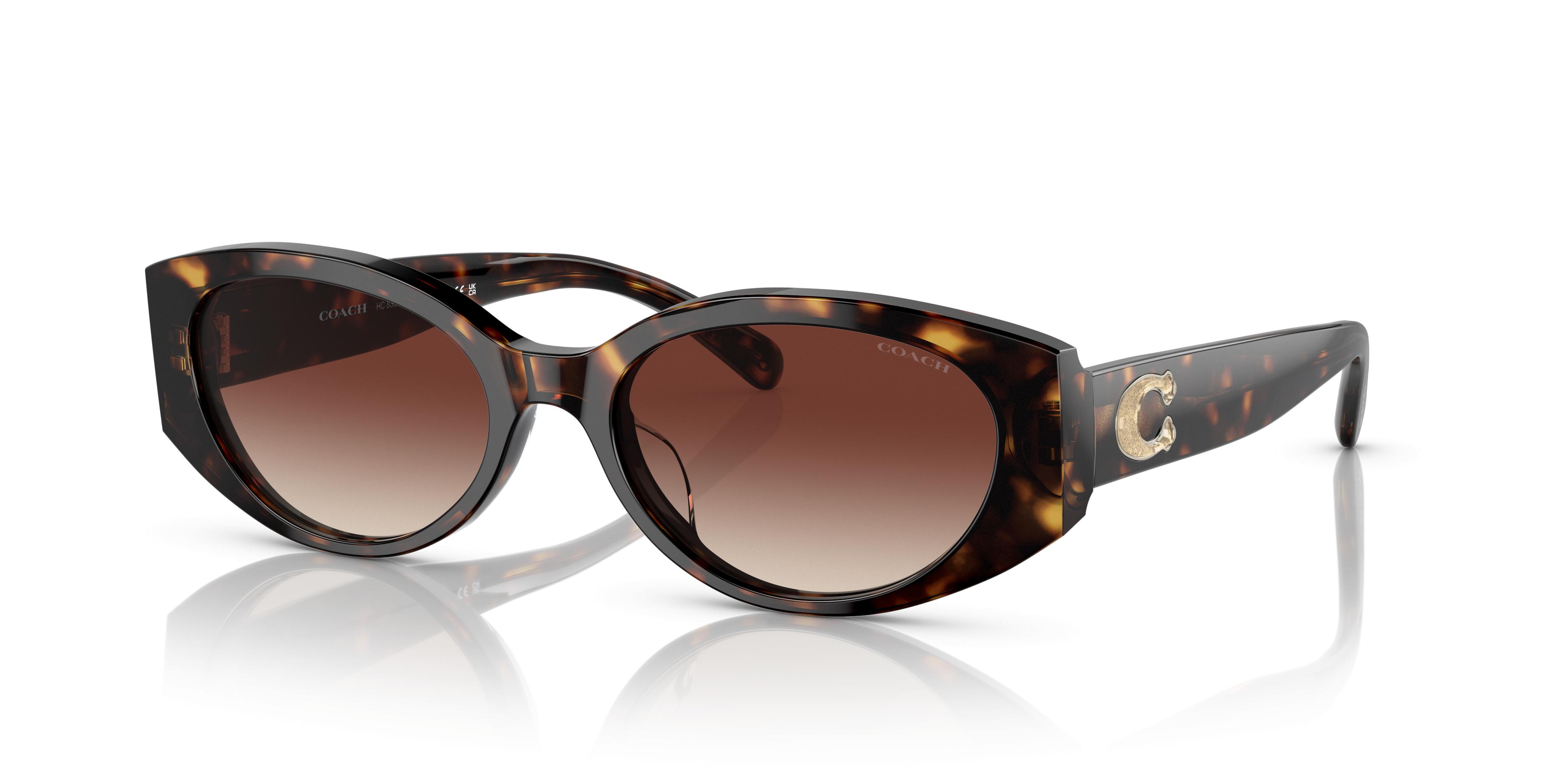 Coach Sunglases DARK TORTOISE BROWN SOLI (TORTOISE) Brown Solid,  Brand New Coach HC8232 sunglasses for women in Dark Tortoise main image 2