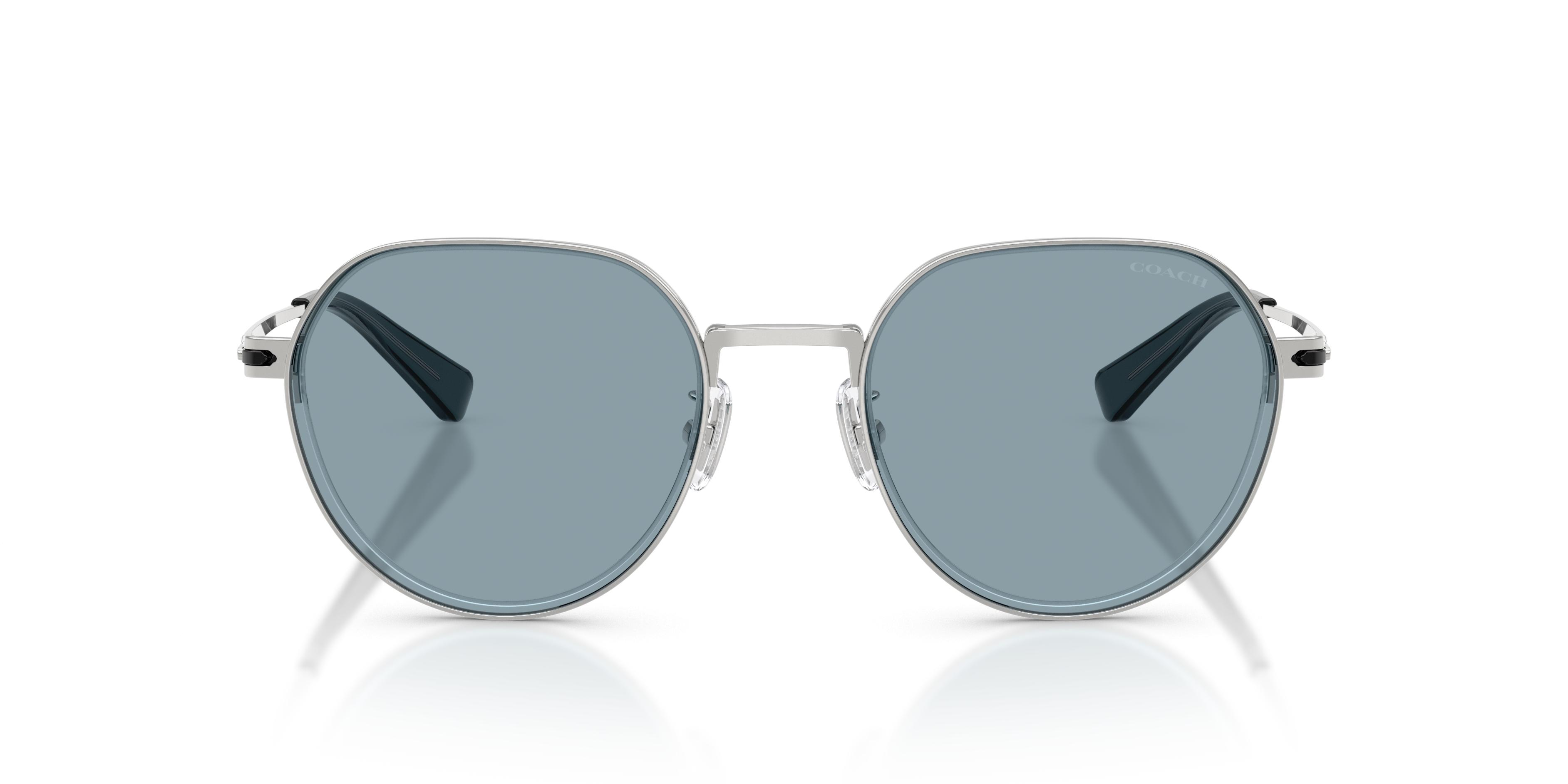 COACH NEW UNISEX silver frame solid blue lens 56 mm sunglasses Coach Silver Blue Sunglasses for Women for sale | eBay main image 3