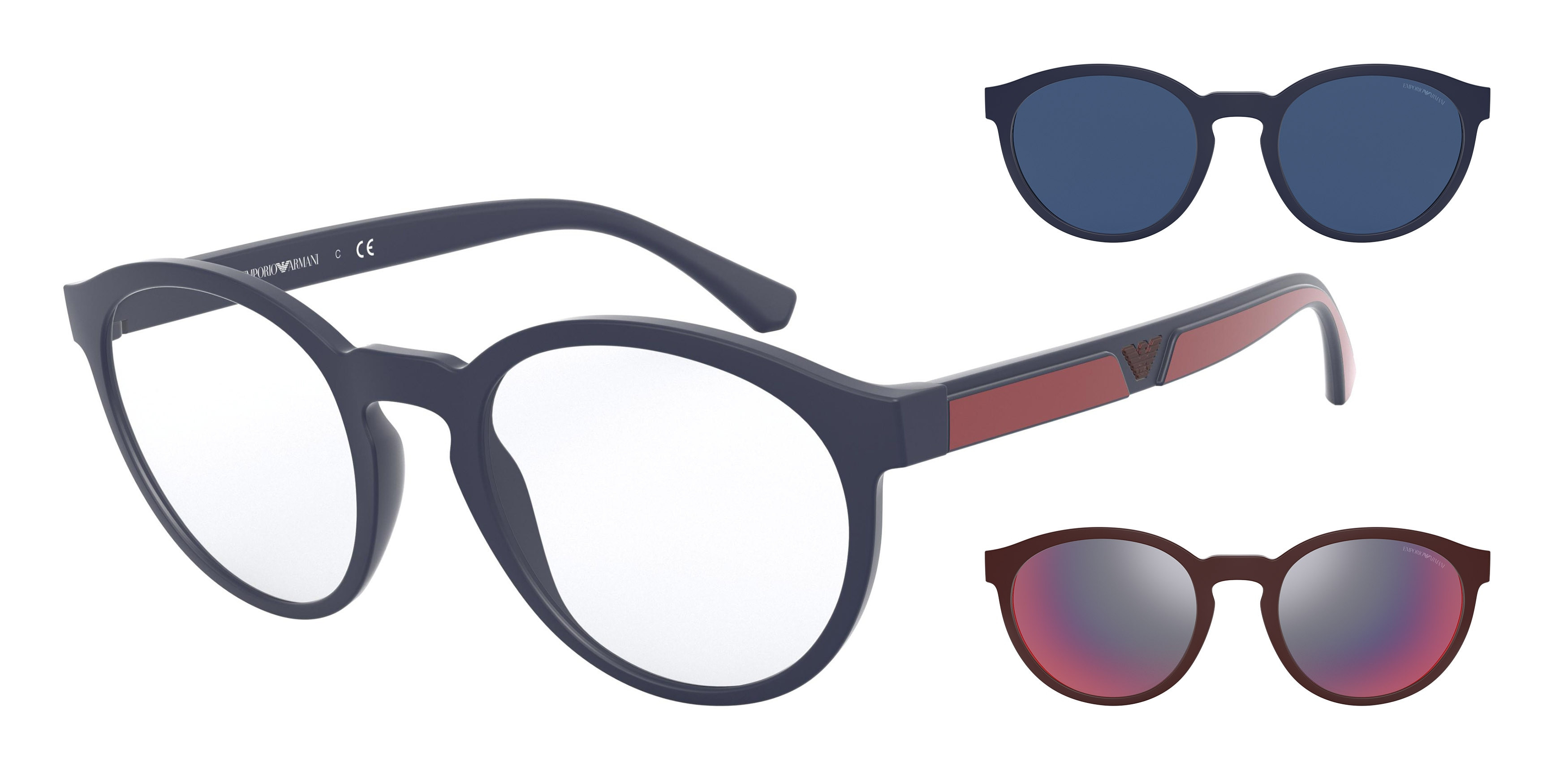 Emporio Armani Black and Pink Sunglasses with Chic Design Emporio Armani EA4115 with Clip-On 50171W Black Eyeglasses  main image 3