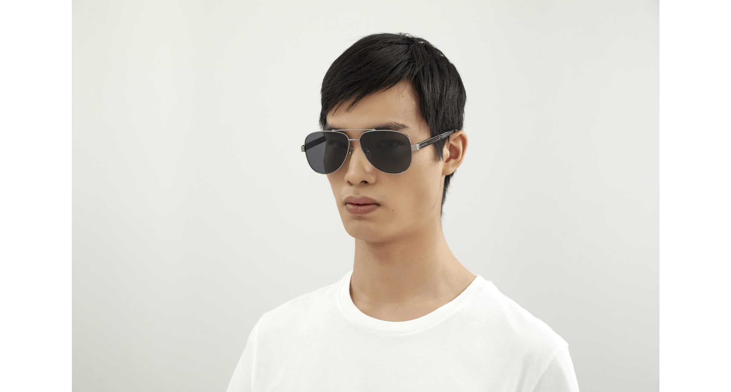 Gucci アビエーターサングラス グラデーションレンズGG0528s Gucci GG0528S XXL (63 - 14) with Grey lenses and Silver