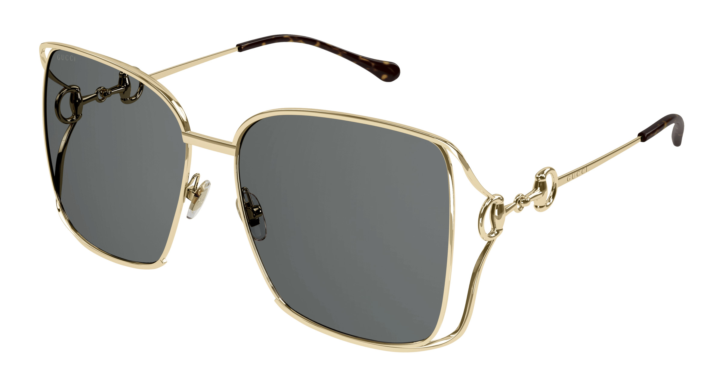 GUCCI GG1020S 001 61-16 135 Sunglasses Pre-owned Gucci Horsebit 1020 Gold Green Oversized Gg1020s  main image 3