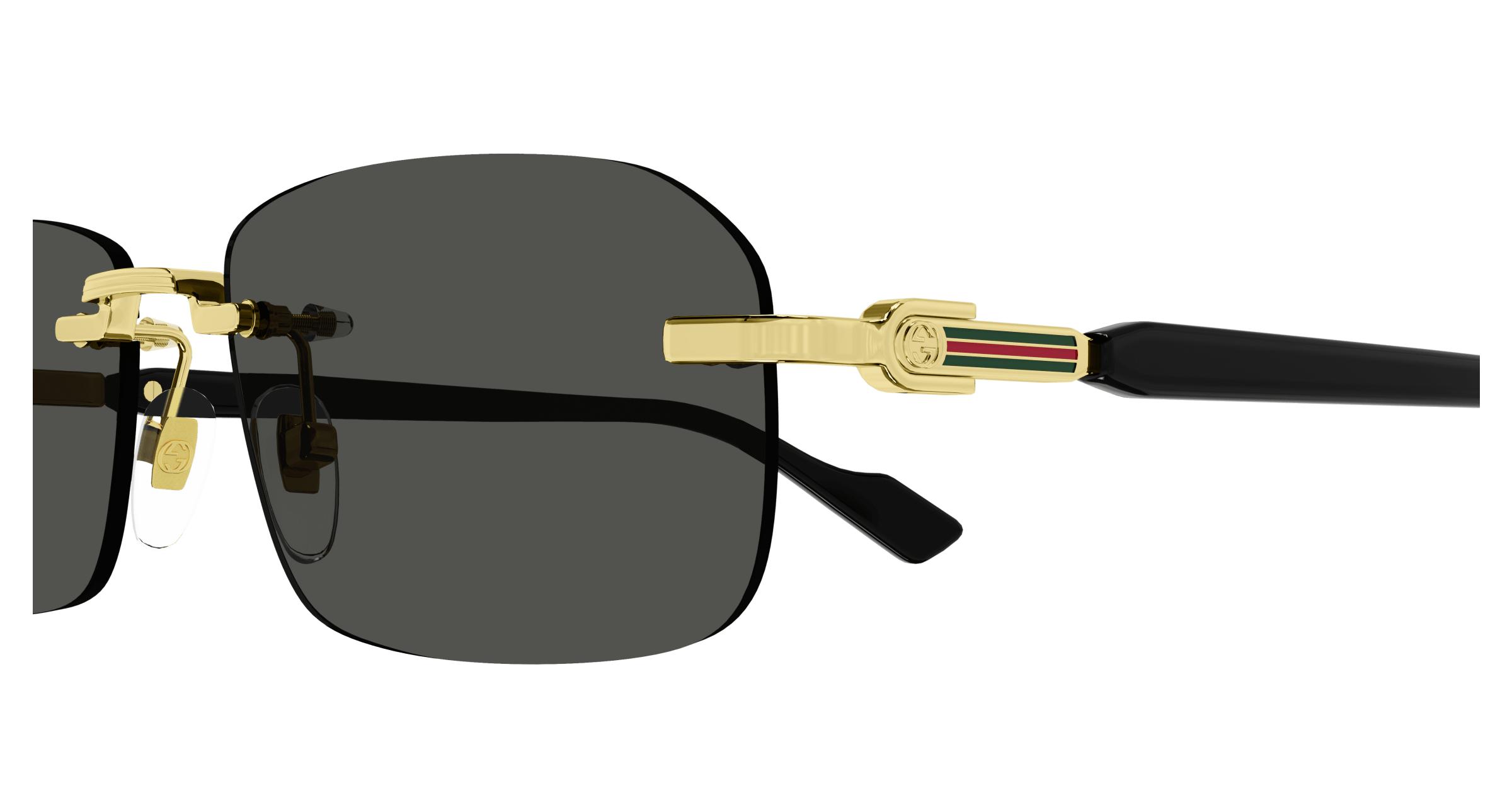 Gucci GG1221S 001 Rectangle Sunglasses - Gold Black/Grey Gucci GG1221S 001 Gold-Black/Grey Rectangular Narrow Rimless  main image 3
