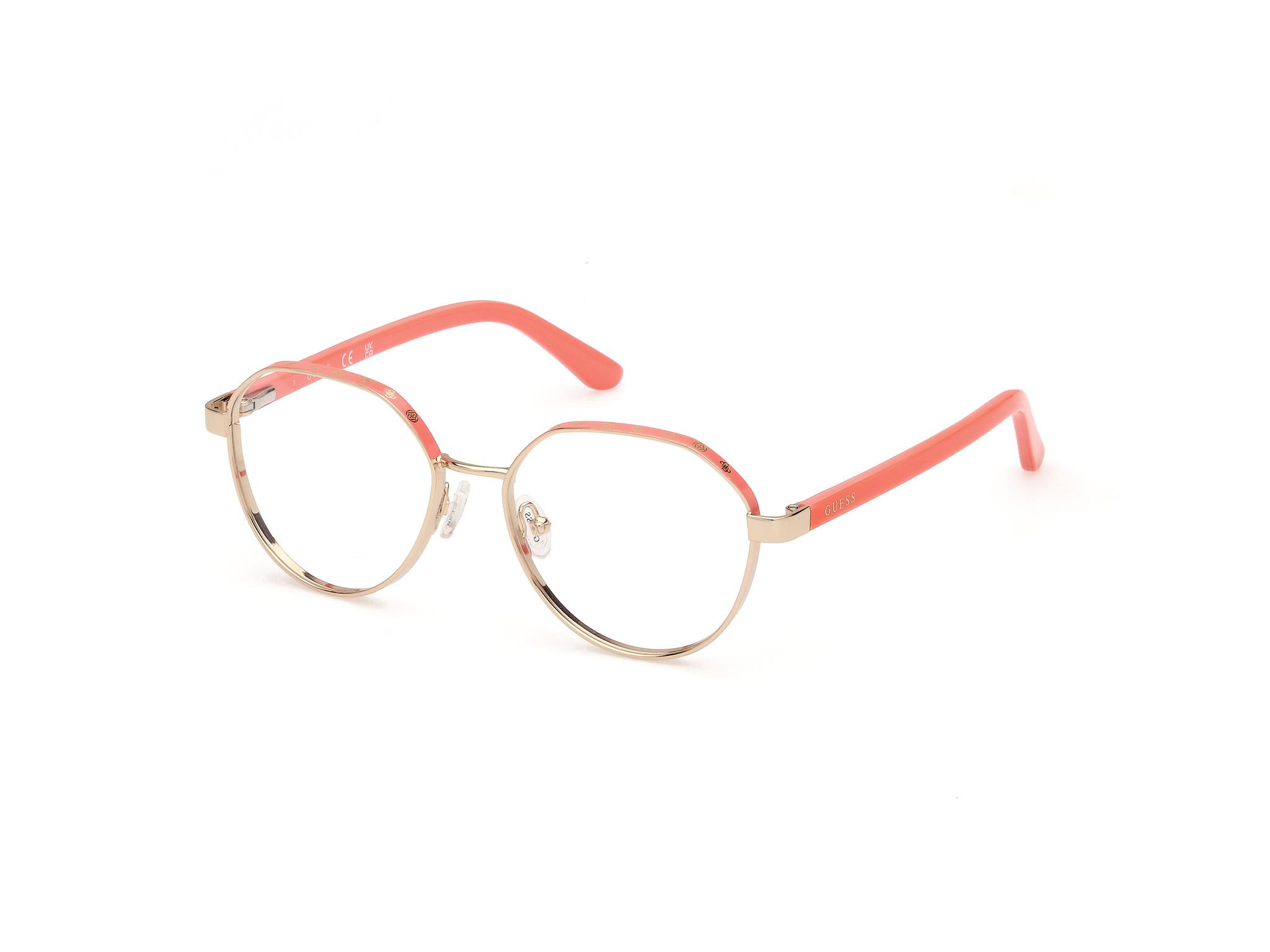 Guess GU50124 Unisex Eyeglasses Frames RXABLE 074 Shiny Gold & Pink. NWT Guess GU50124 Eyeglasses | FramesDirect.com main image 2