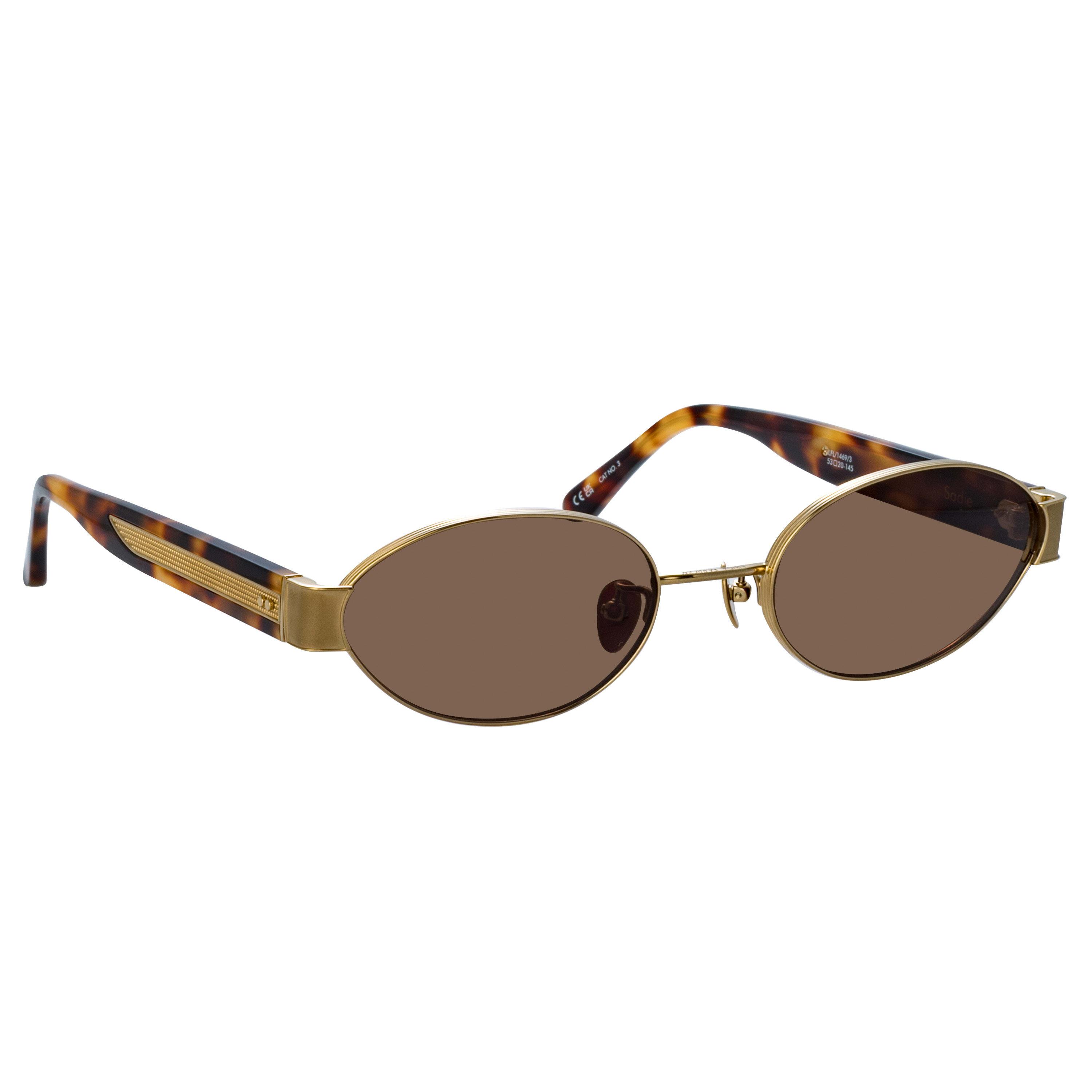 Linda Farrow Sunglasses with Gold Titanium Frame Linda Farrow - Dahlia Sunglasses | Specs Collective main image 2