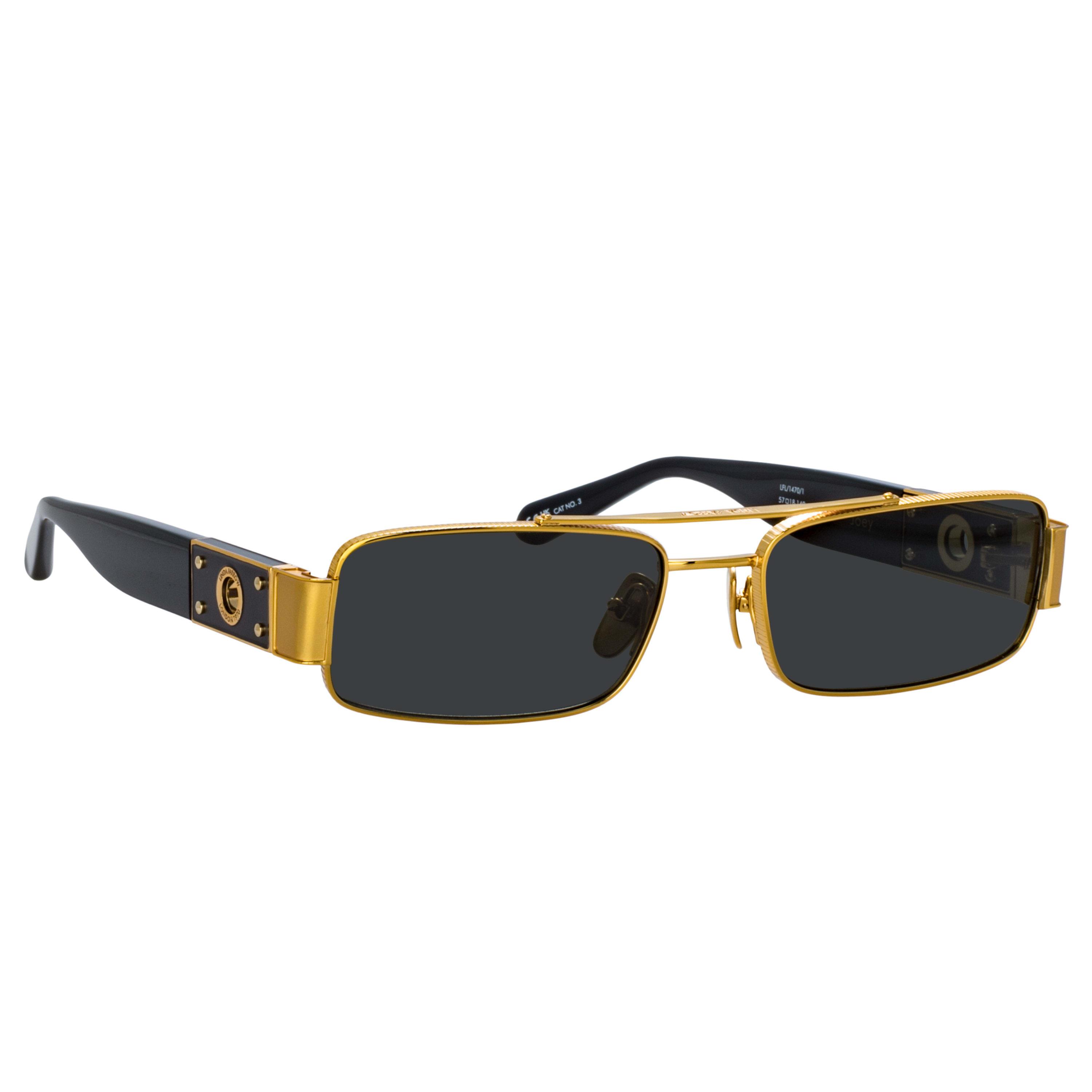 Linda Farrow Unisex Eyewear/Sunglass Sadie Sunglasses in Gold and Khaki | LINDA FARROW Luxury Eyewear main image 2