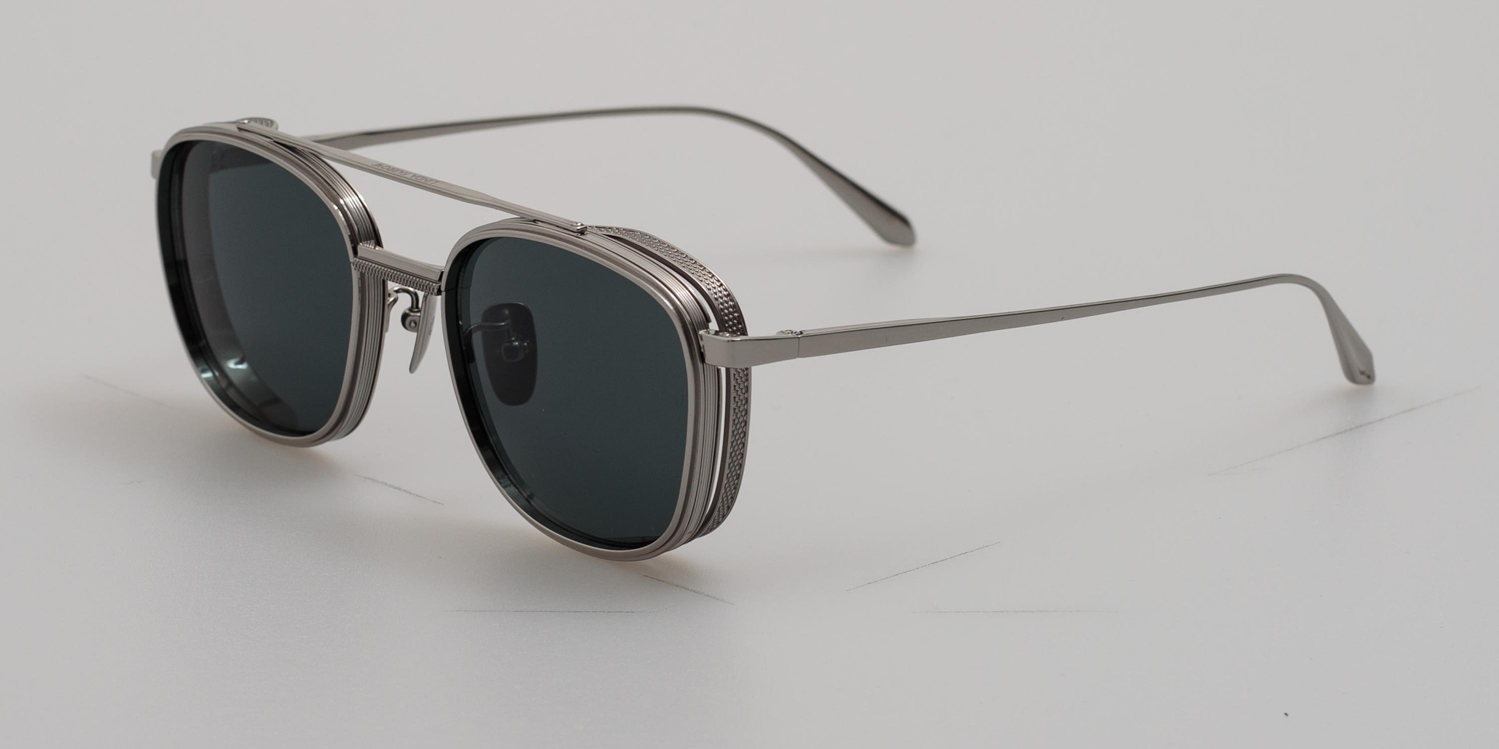 | Linda Farrow | Grey Mist/ Silver Sunglasses Baret Sunglasses in White 22K Gold | LINDA FARROW Luxury Eyewear main image 2