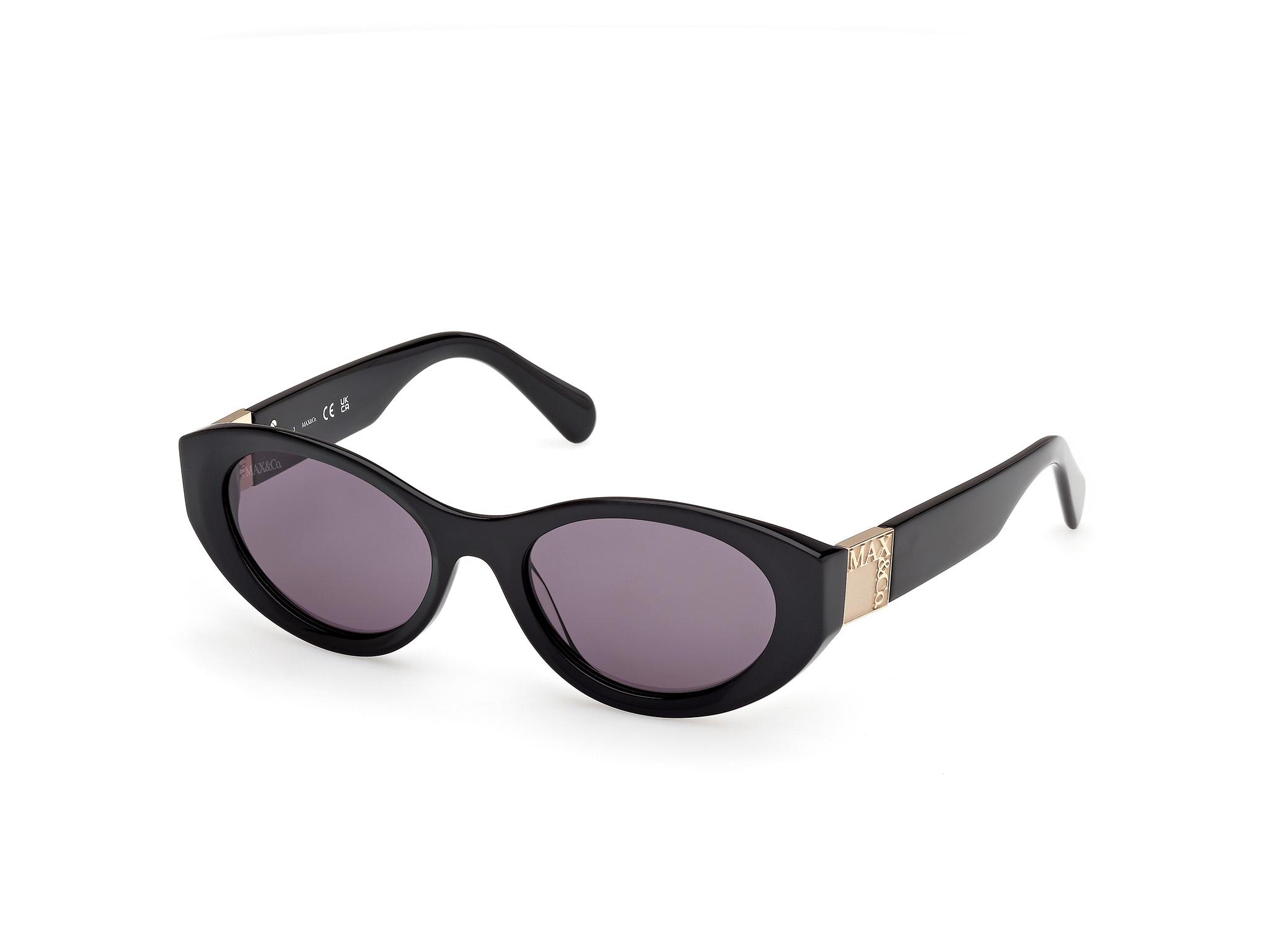 Max & Co. MO0129-Gold & Shiny Black, Smoke Lens Round Sunglasses Latina - Retro Round Black & Gold Sunglasses | Vooglam main image 3