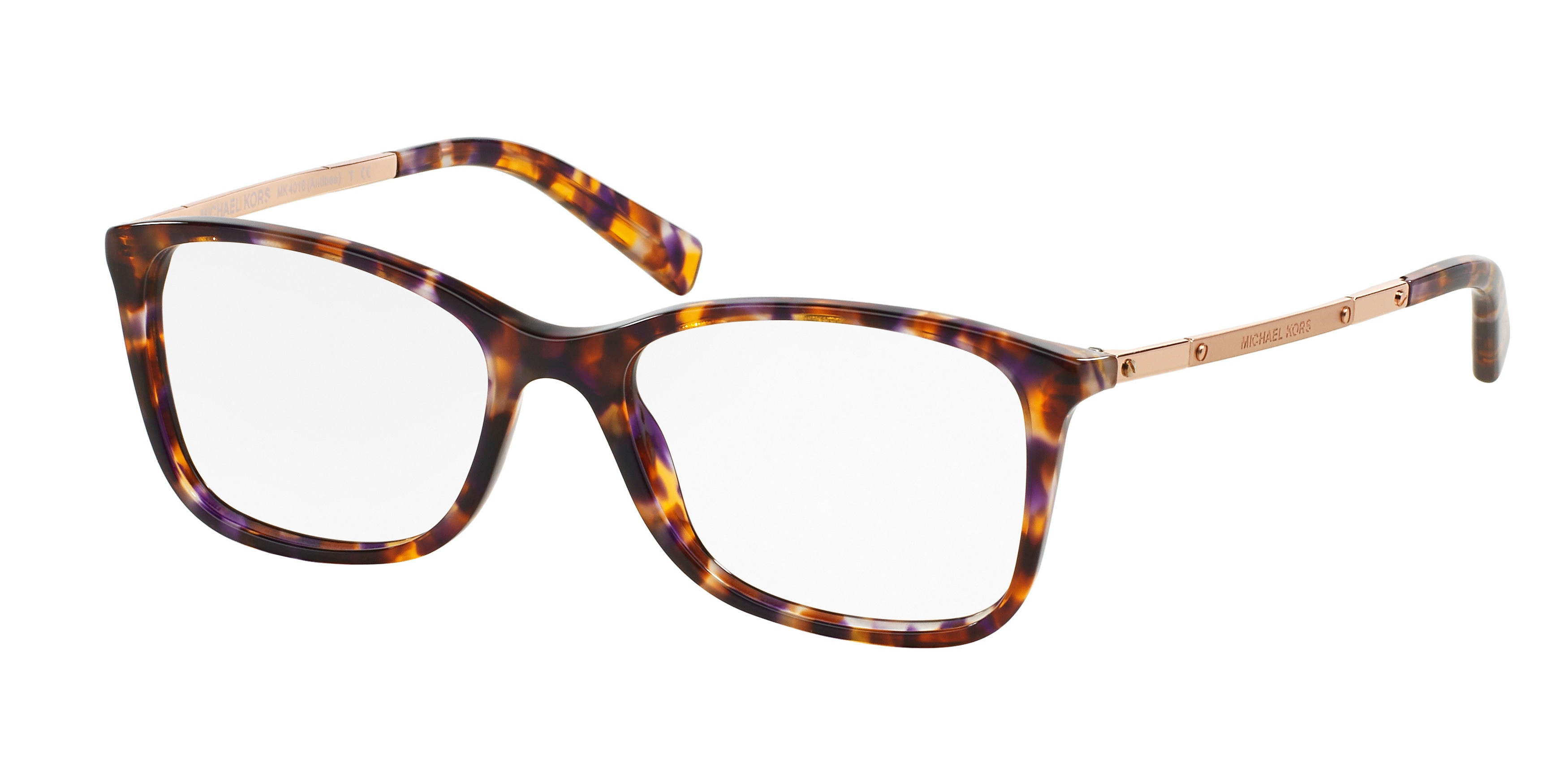 Michael Kors MK4016 Antibes Eyeglasses 3032 Tortoise Purple Gold 53-17-140 22209 Michael Kors Antibes Tortoise/Rose Gold Mk4016 3032  main image 3