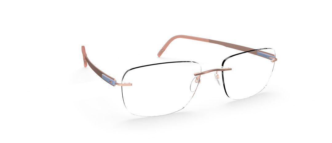 Silhouette Women\'s Glasses 5555 4540 Silhouette 5555 70 4540 Titanium Blue Rimless Eyeglasses  main image 4