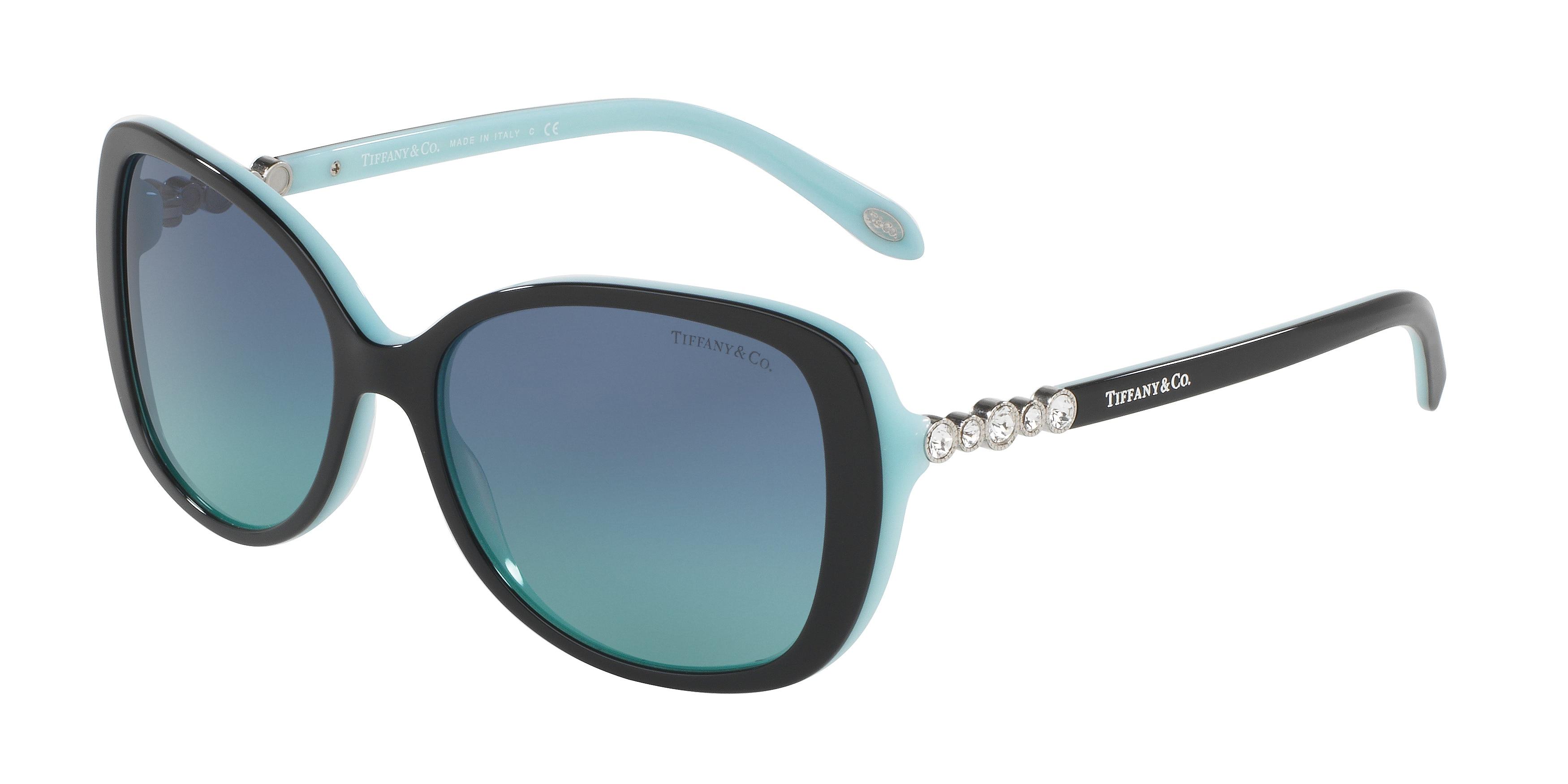 Tiffany & Co. -Rectangular Sunglasses Silver Gradients to Tiffany Blue - Tiffany Buy Tiffany & Co. Silver and Blue Azure Gradient Lens TF3094  main image 3